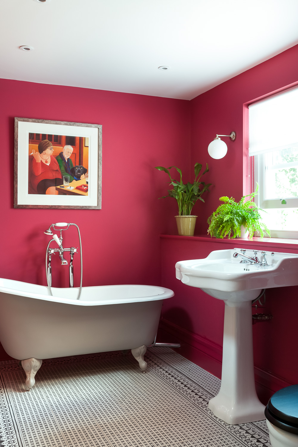 red bathroom