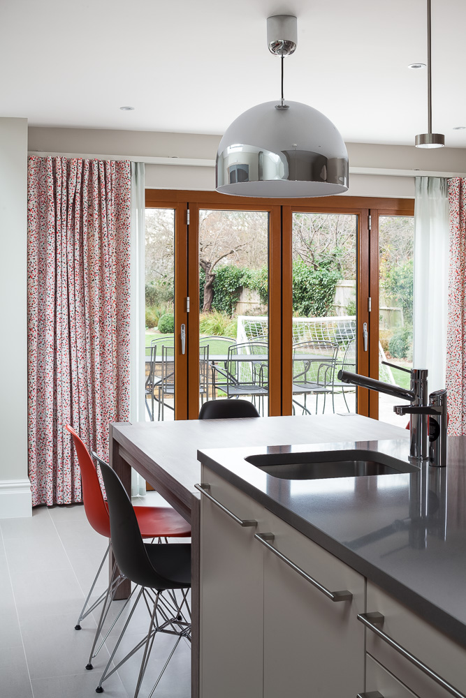 Kitchen bar area with sliding doors