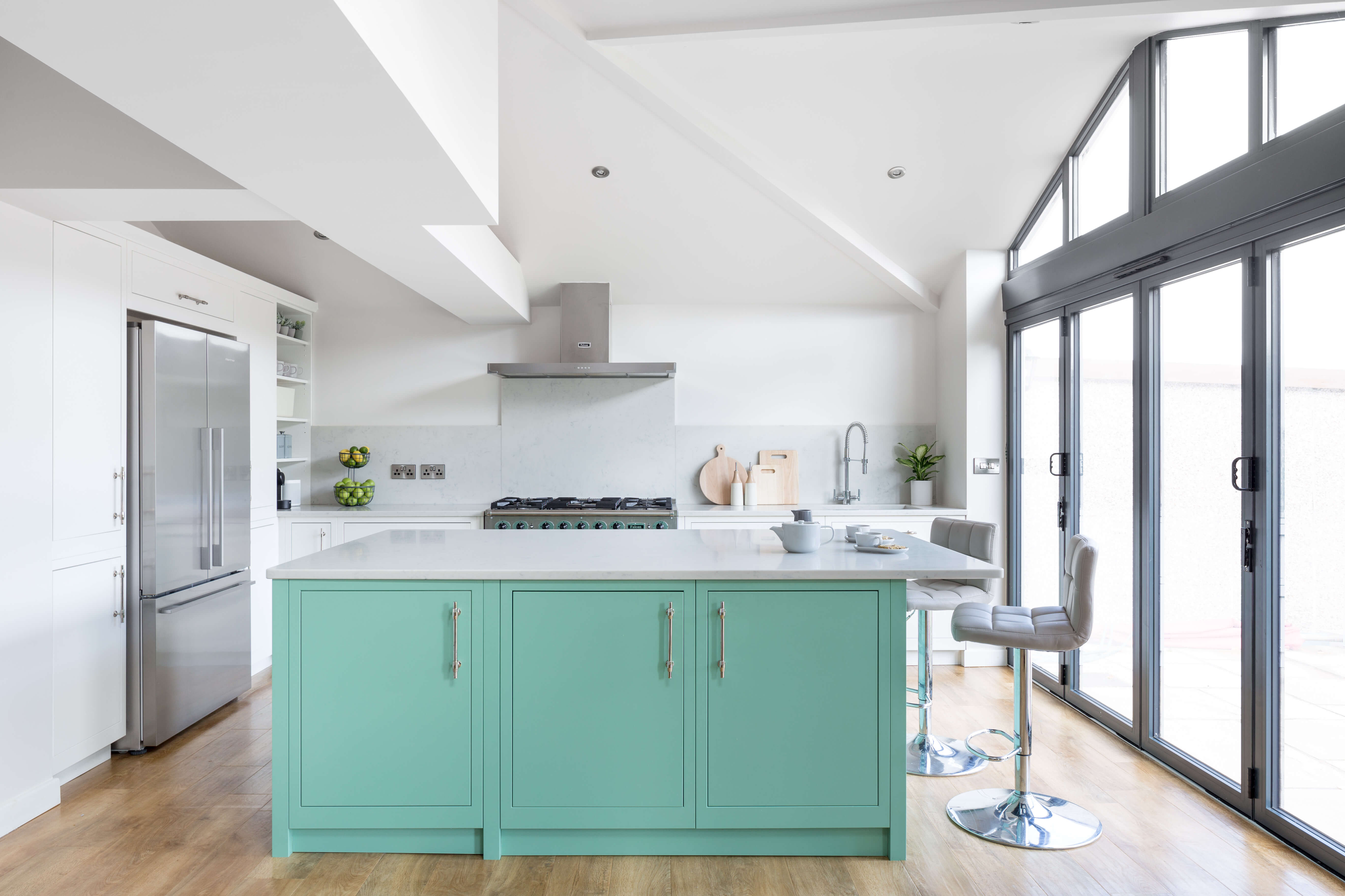 Susanna and Glyns mint coloured kitchen