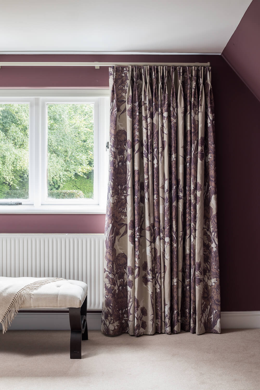 purple floral curtains